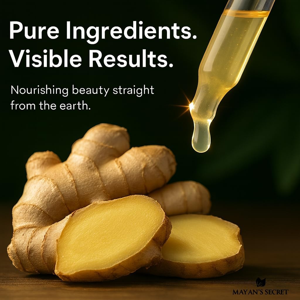 Mayan’s Secret Ginger Essential Oil Pure Steam Distilled Zingiber Officinale Aromatherapy Oil for Diffuser Massage Skin and Hair Care 1 fl oz 30 ml