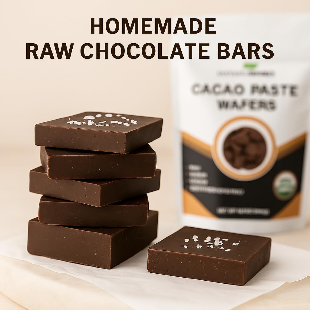 Cacao Paste Organic Raw Wafers Bulk 1 Pound Cacao Paste Unsweetened, Vegan,