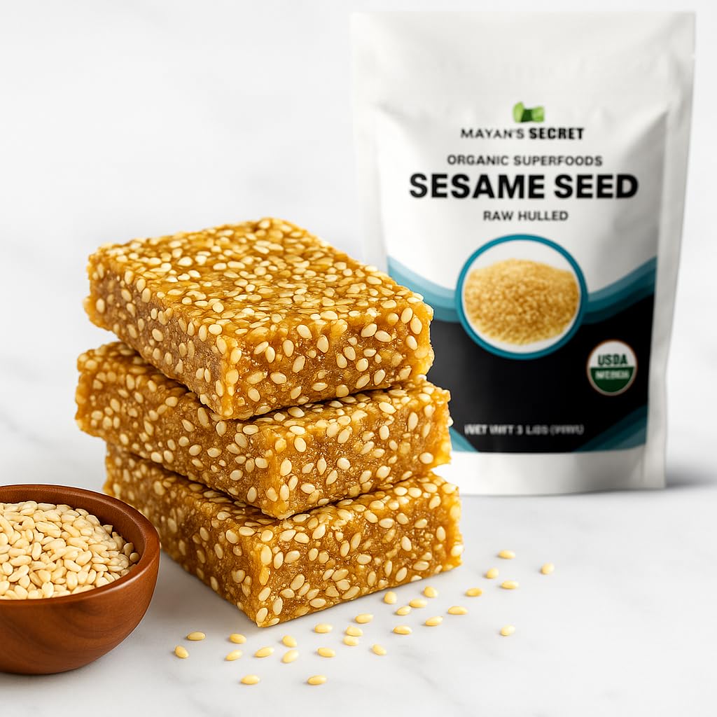Mayan's Secret Certified Organic hulled Sesame Seeds, 2 Lbs - Gluten Free, Raw, Keto Friendly