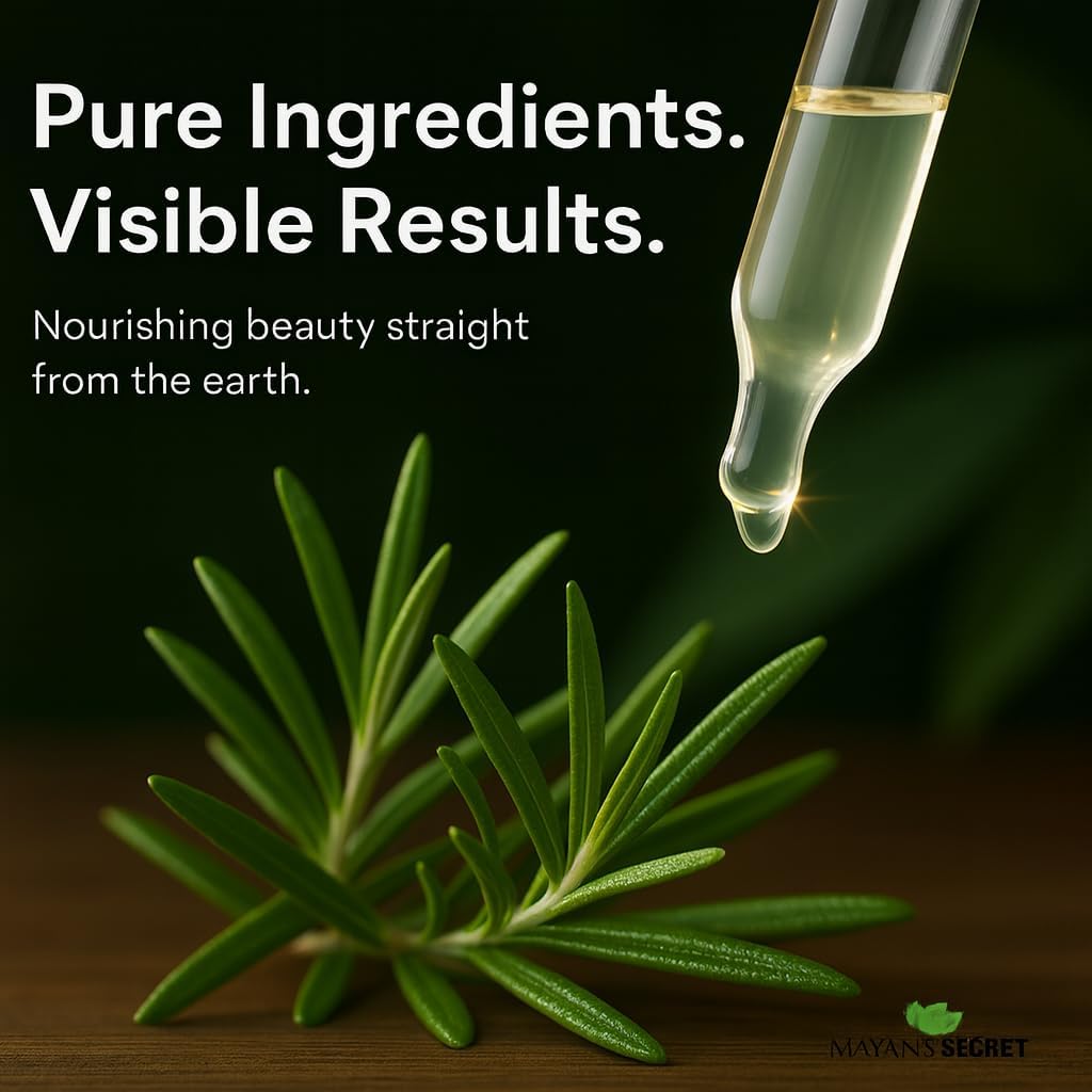 Mayan’s Secret Rosemary Oil 100% Pure Steam Distilled Rosemary Essential Oil for Hair Scalp Skin and Aromatherapy 4 fl oz 120 ml Amber Glass Dropper Bottle
