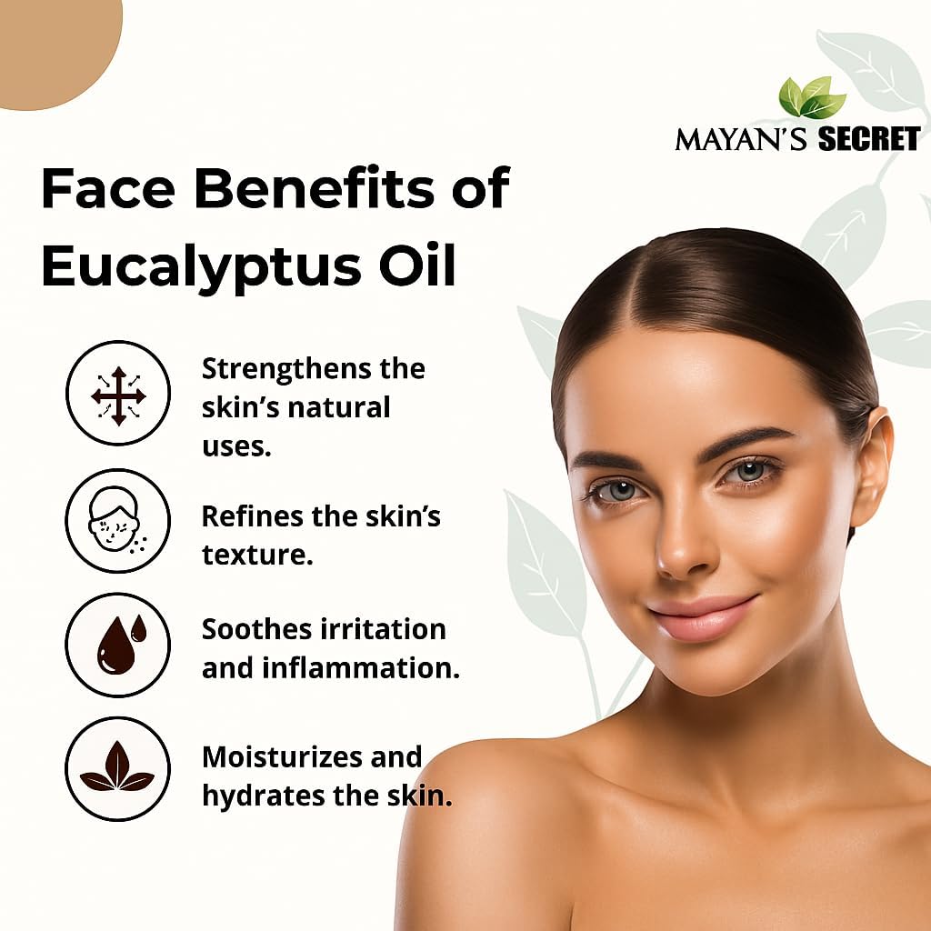 Mayan’s Secret Organic Cold Pressed Eucalyptus Smithii Oil 4oz Pure Natural Moisturizing Oil for Skin Hair Scalp Aromatherapy Diffuser Massage Body Oil