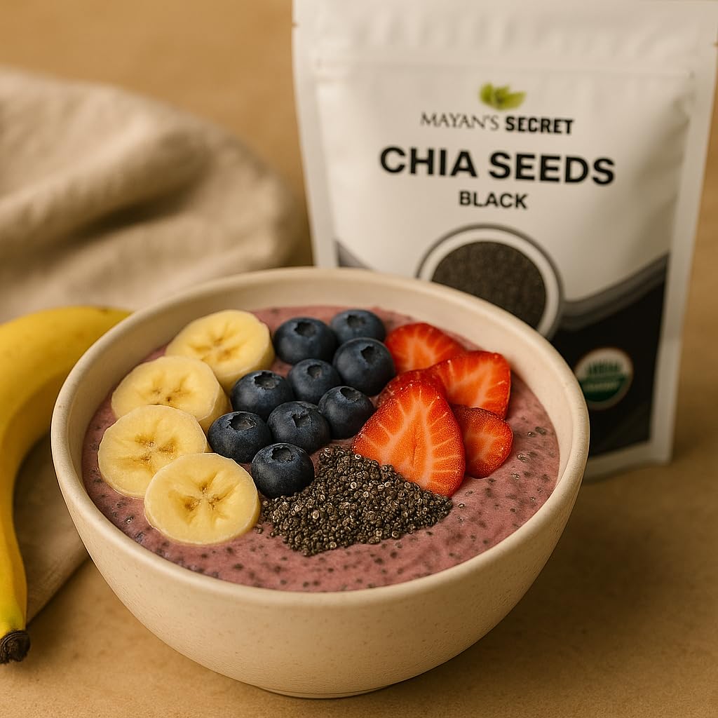 Mayan's Secret - Organic Chia Seeds Black – USDA Certified, Non-GMO, Vegan, Gluten-Free Superfood - Omega-3 (2 lbs) (907g)