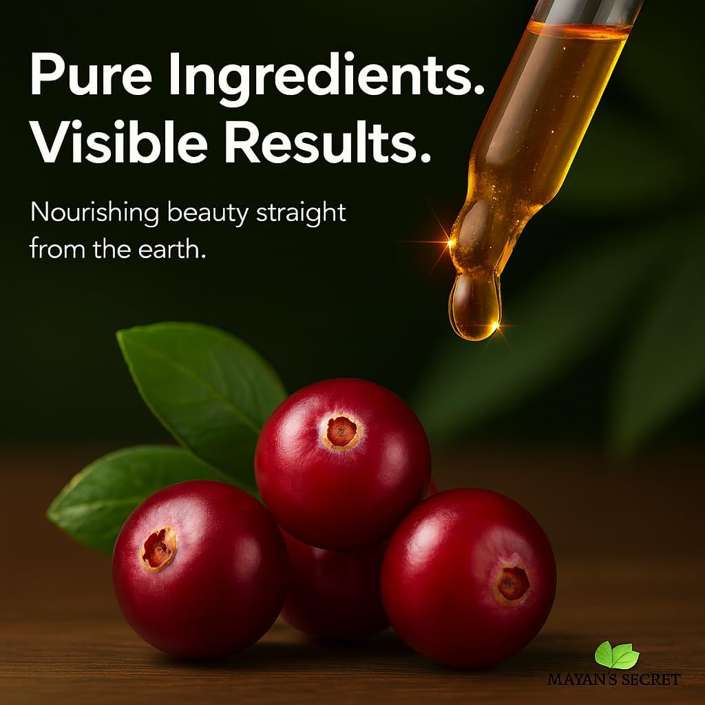 Organic Cranberry Seed Essential Oil Virgin Organic USDA Certified Cold Pressed The Anti-Aging Skin Secret 1 oz