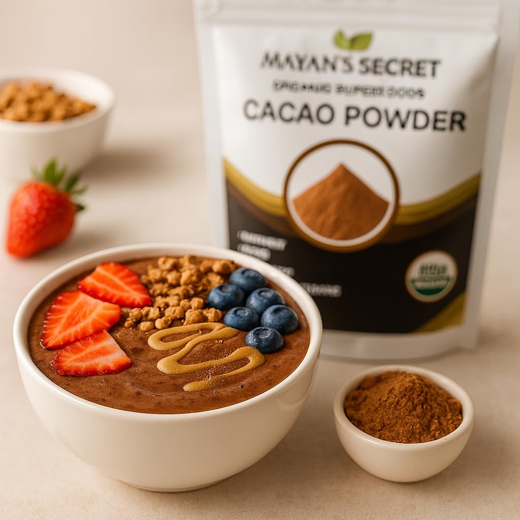 Mayan’s Secret - Organic Cocoa Powder Unsweetened Raw Cacao Powder Organic for Smoothie, Coffee and Drink Mixes 1 Pound (Pack of 1)