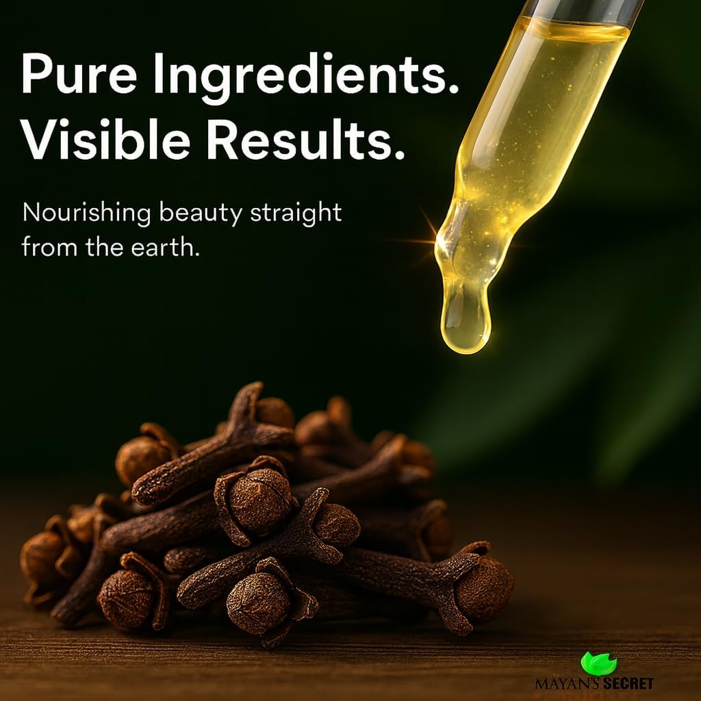 Organic Clove Stem Essential Oil Certified Organic Pure Clove Stem Essential Oil - Pure and Natural, 1oz Bottle