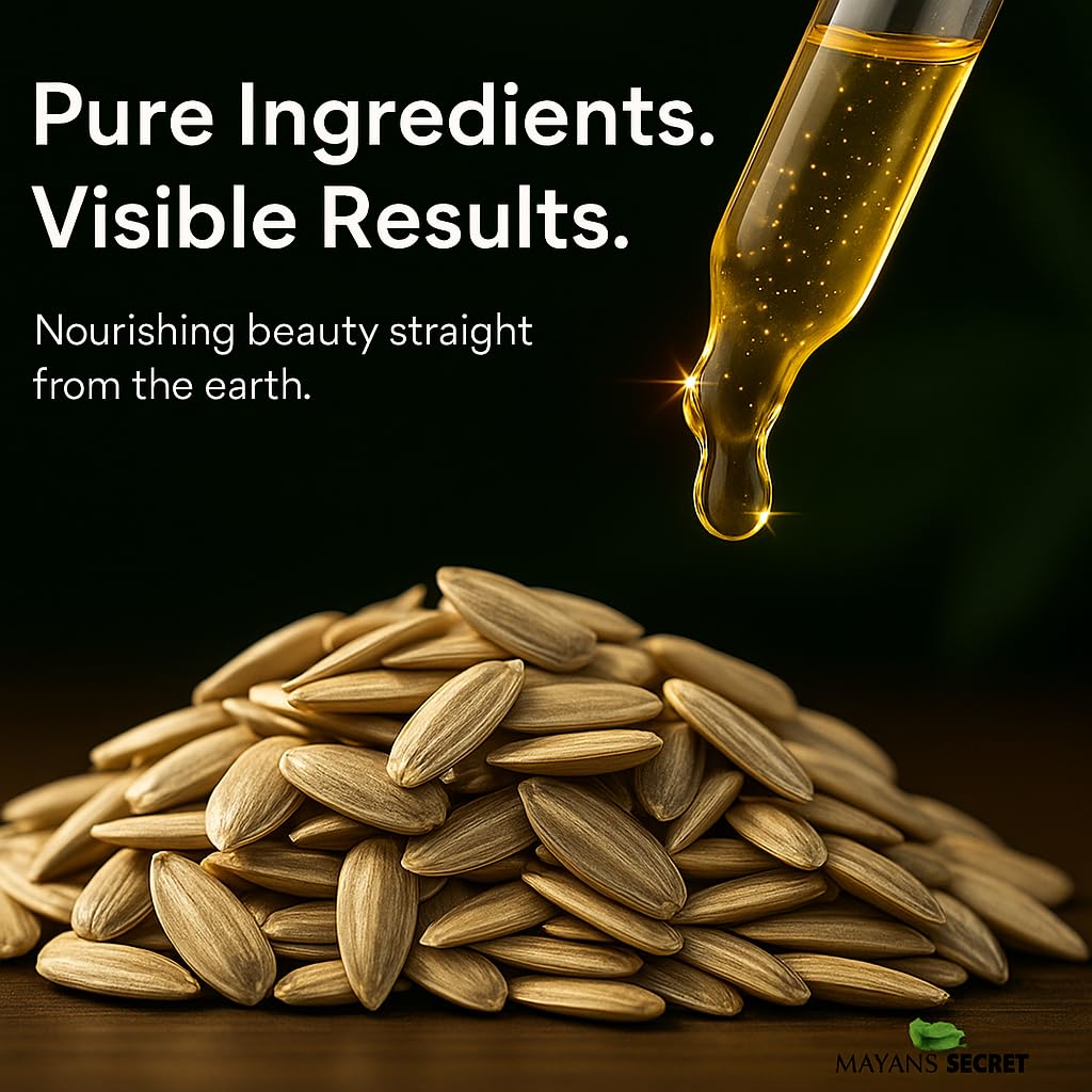 Mayan’s Secret Organic Sunflower Seed Oil Cold Pressed Pure Natural Moisturizing Oil for Face Hair Skin Nails Non GMO Hexane Free 4oz