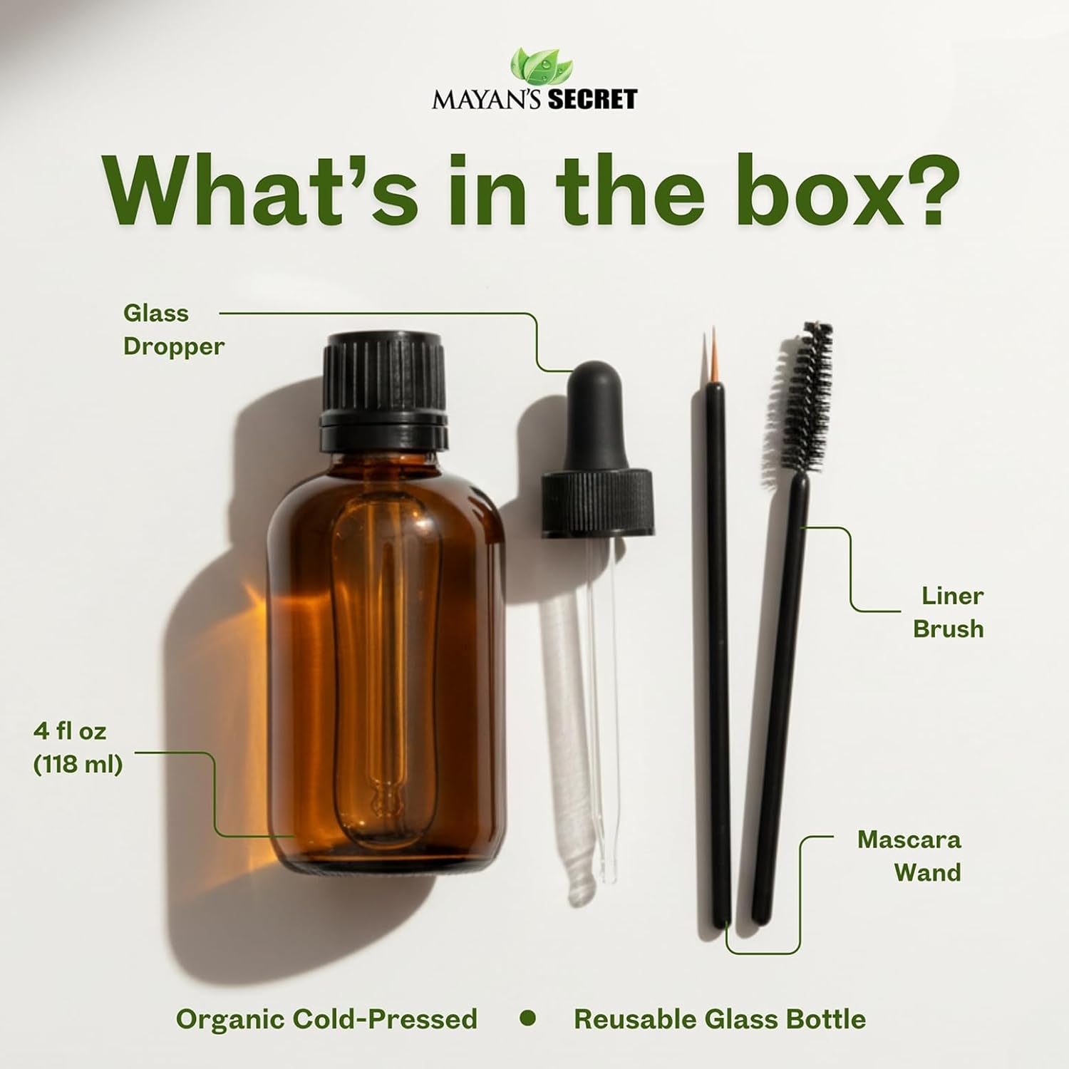 Organic Cold Pressed Castor Oil 4 oz USDA Organic Pure Hexane Free Unrefined Hair Growth Eyelashes Eyebrows Skin Moisturizer Glass Dropper Bottle