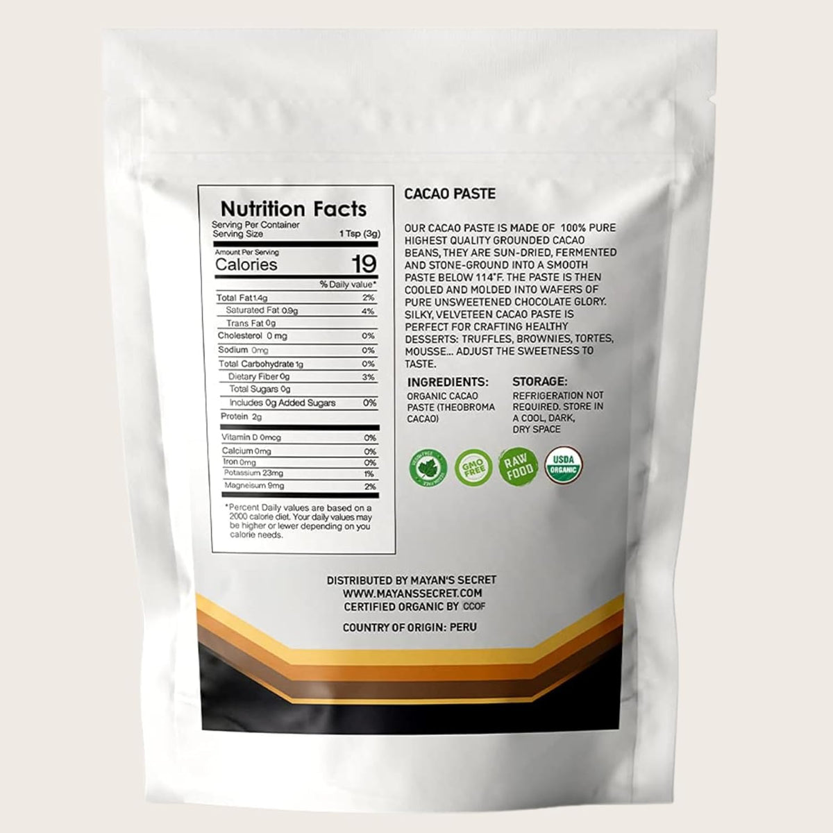 Cacao Paste Organic Raw Wafers Bulk 1 Pound Cacao Paste Unsweetened, Vegan,