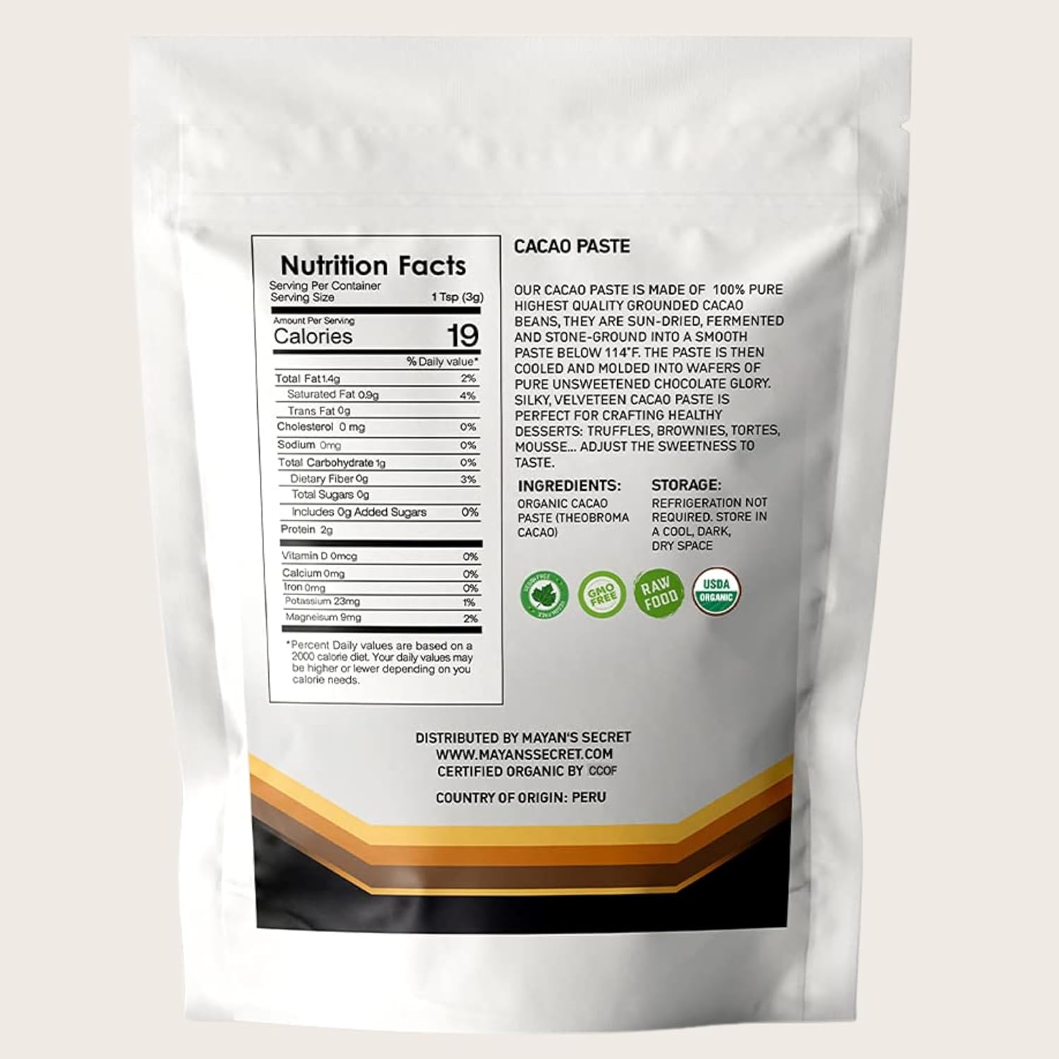 Cacao Paste Organic Raw Wafers Bulk 1 Pound Cacao Paste Unsweetened, Vegan,