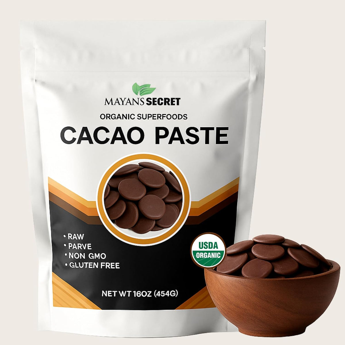 Cacao Paste Organic Raw Wafers Bulk 1 Pound Cacao Paste Unsweetened, Vegan,