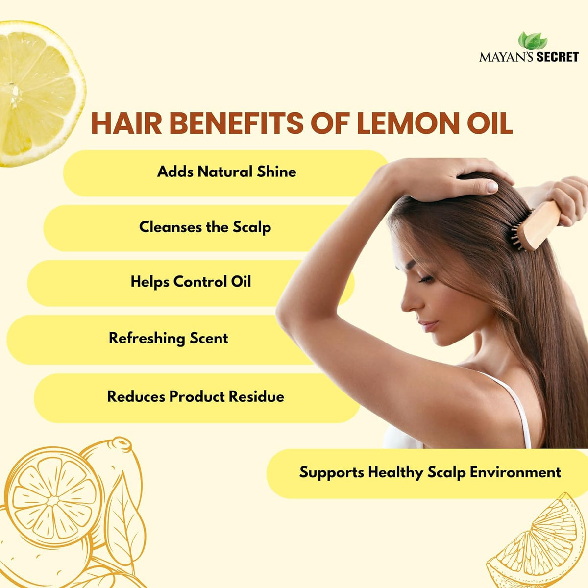 Mayan’s Secret Lemon Oil 100% Pure Cold Pressed Lemon Essential Oil for Skin Hair Aromatherapy 4 oz 120ml Amber Glass Bottle