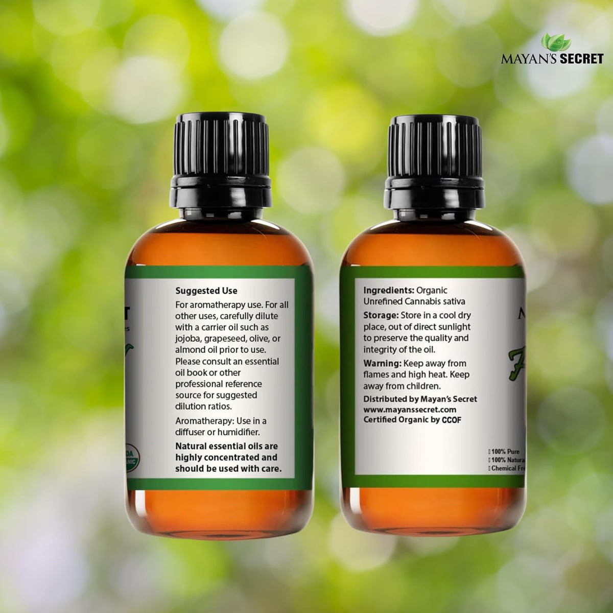 Mayan’s Secret 4fl oz Hemp Seed Oil Organic USDA Certified Glass Bottle with Drpper for Skin Care Hair Care Body Massage