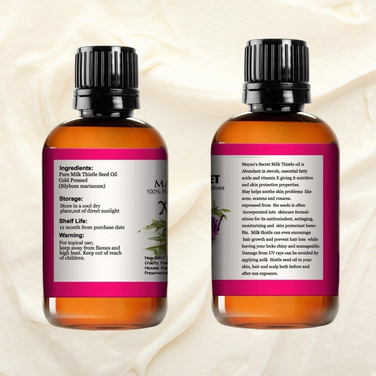 Mayan's Secret Milk Thistle Seed Oil Pure Cold Pressed Rich in Vitamin E and for Aging Skin