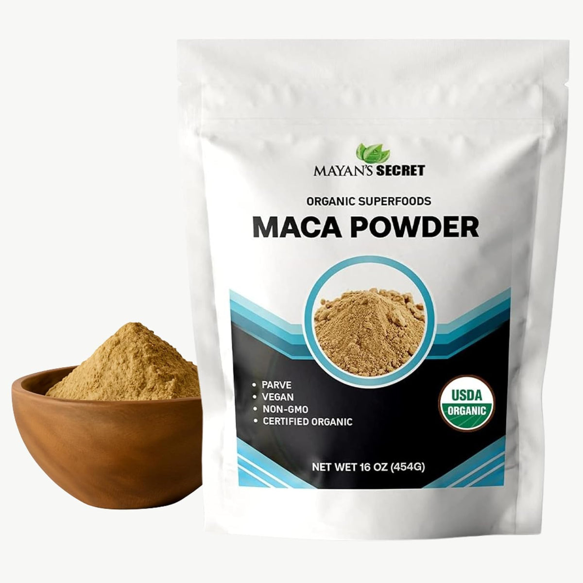 Mayan's Secret - Maca Root Powder 16oz Organic USDA Certified Parve Non-GMO Vegan Superfoods for Breakfast, Smoothies, Baking &amp; Ice Cream