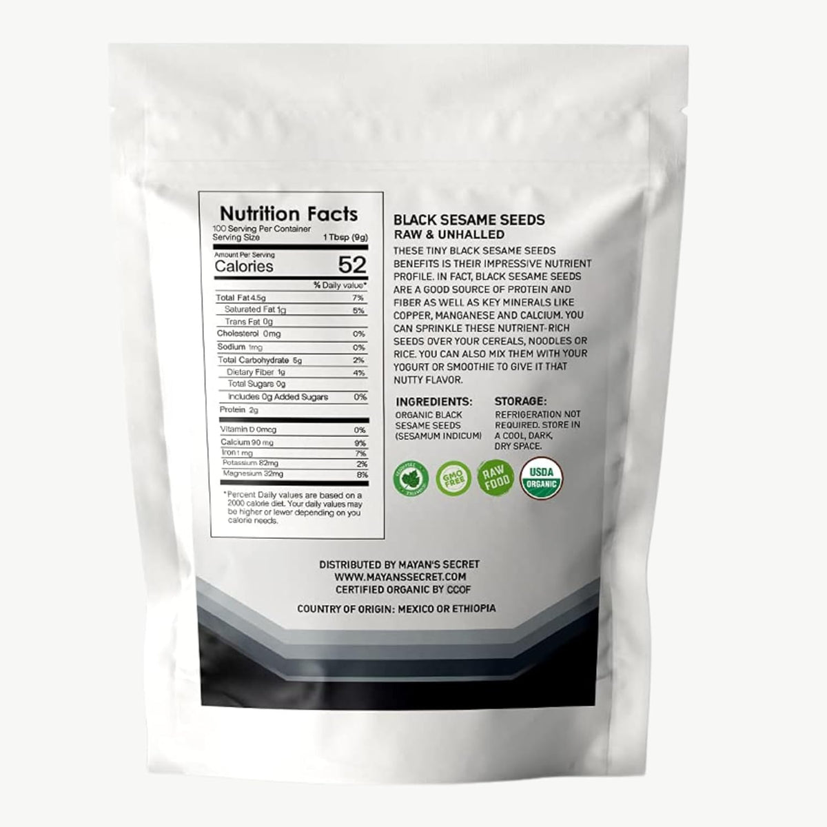 Black Sesame Seeds Raw - Unhulled Organic