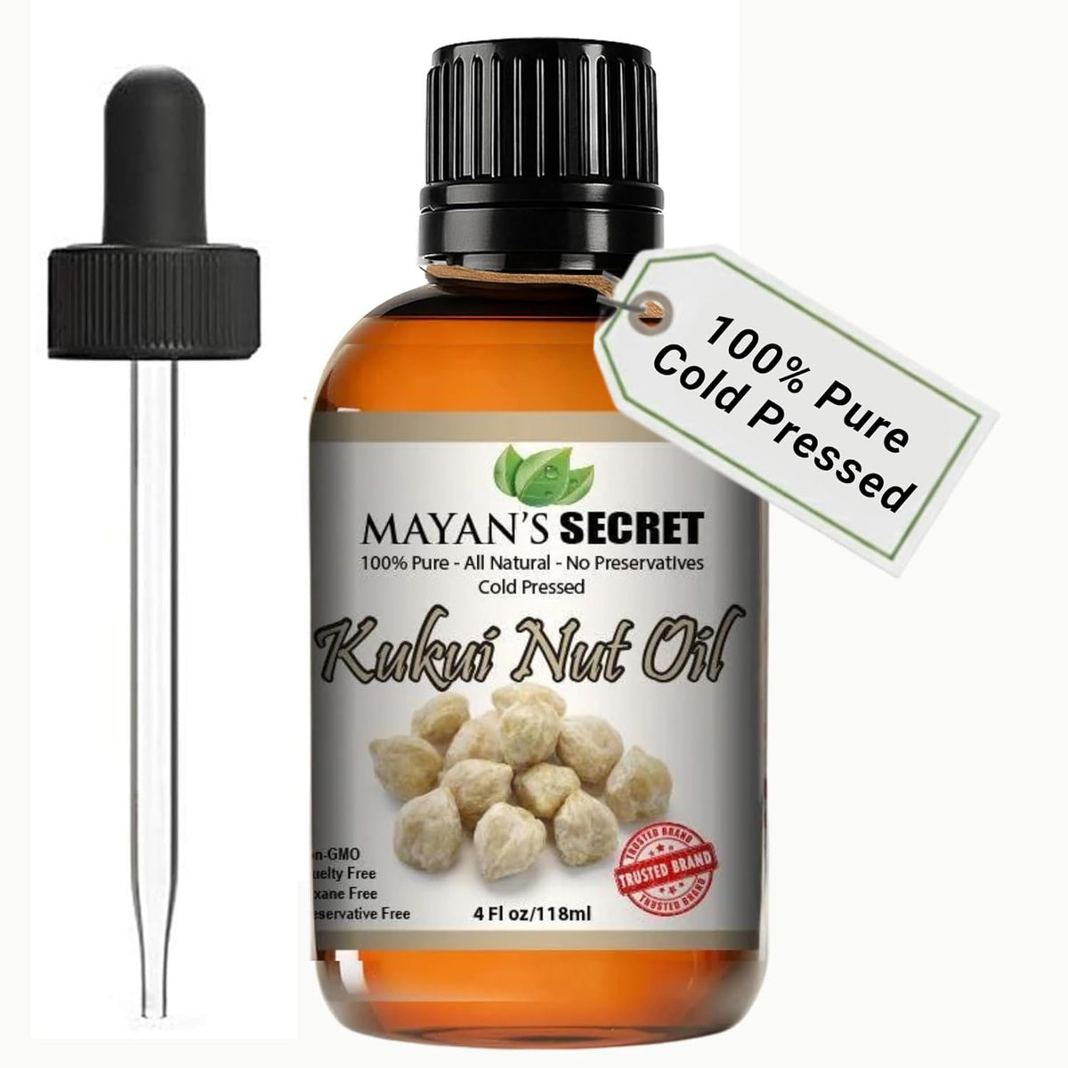 Pure Carrier and Essential Oils for Skin Care, Hair, Body Moisturizer for Face-Anti Aging Skin Care (Kukui Nut Oil, 4oz)