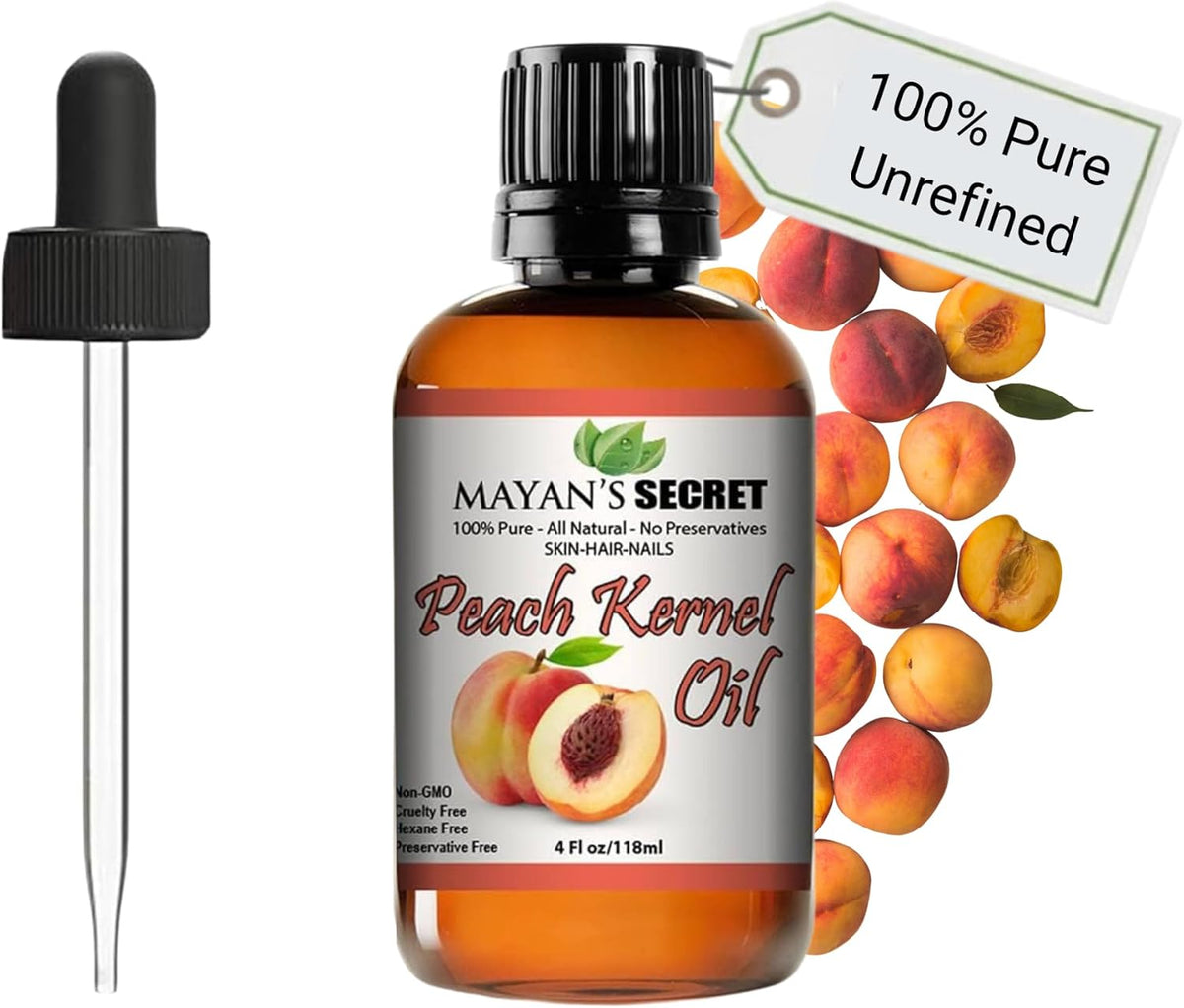 Pure Carrier and Essential Oils for Skin Care, Hair, Body Moisturizer for Face-Anti Aging Skin Care (Peach Kernel Oil, 4oz)