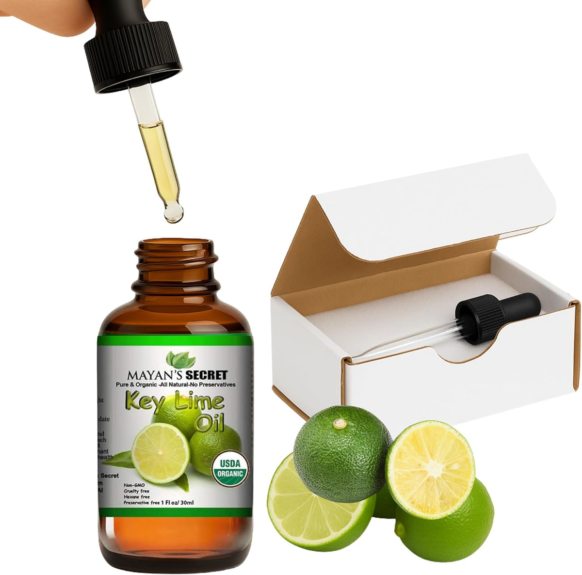 Mayan’s Secret USDA Certified Organic Key Lime Essential Oil for Diffuser &amp; Reed Diffusers (100% Pure &amp; Natural - UNDILUTED) 1oz Bottle
