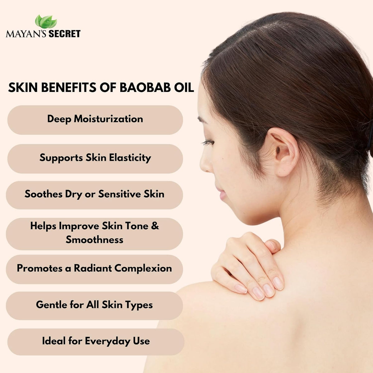 Mayan’s Secret Virgin Organic Baobab Oil Cold Pressed Unrefined for Skin Hair and Massage 4 fl oz