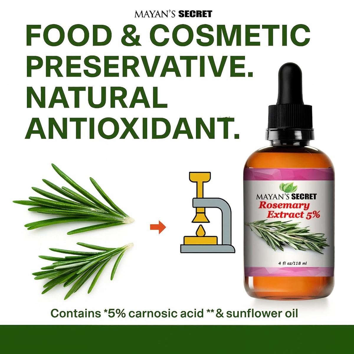 Rosemary Liquid Extract, Alcohol-Free (Rosmarinus officinalis) Antioxidant Protection 4 oz Glass Bottle