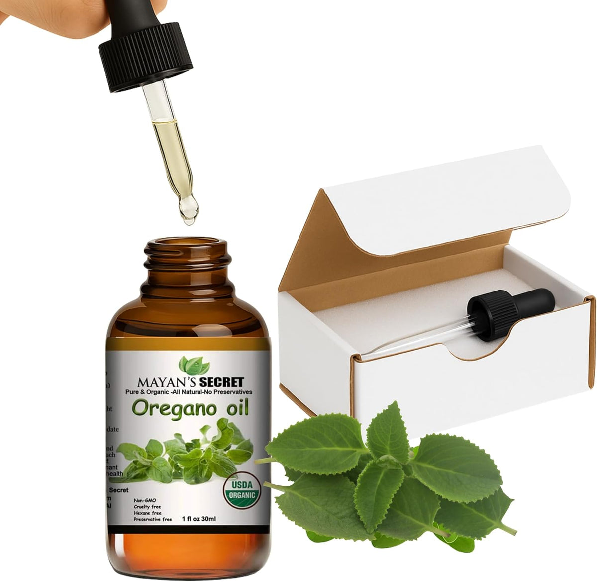 Mayan’s Secret USDA Certified Organic Oregano Essential Oil (100% Pure &amp; Natural - UNDILUTED) Huge 1oz Bottle - Perfect for Aromatherapy, Relaxation, Skin Therapy &amp; More