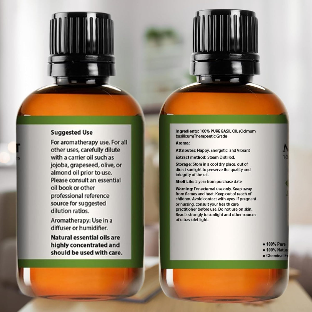 Mayan’s Secret Basil Essential Oil Pure Steam Distilled Ocimum Basilicum 4 fl oz 120 ml Aromatherapy Oil for Diffuser Massage DIY Skin and Hair Care