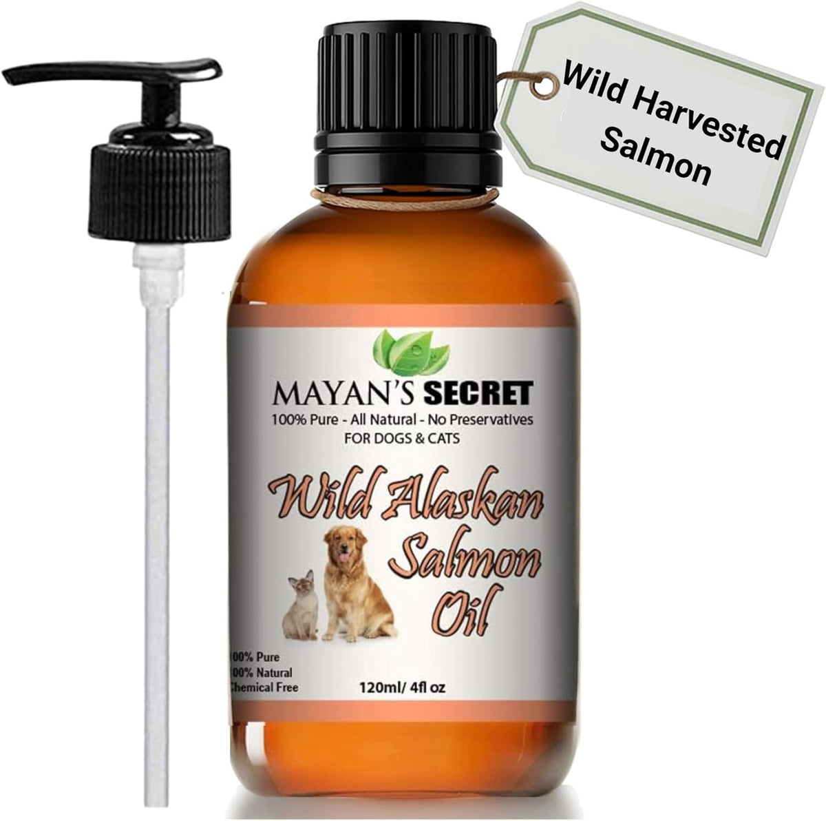 Pure Wild Alaskan Salmon Oil for Dogs &amp; Cats - Supports Joint Function, Immune &amp; Heart Health - Omega 3 Liquid Food Supplement for Pets - All Natural EPA + DHA Fatty Acids for Skin &amp; Coat