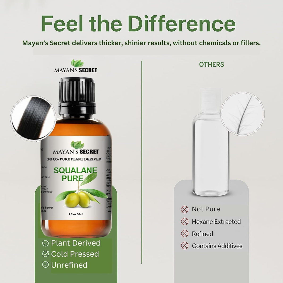 Mayan's Secret Squalane face oil Moisturizer 100% Pure Plant Derived