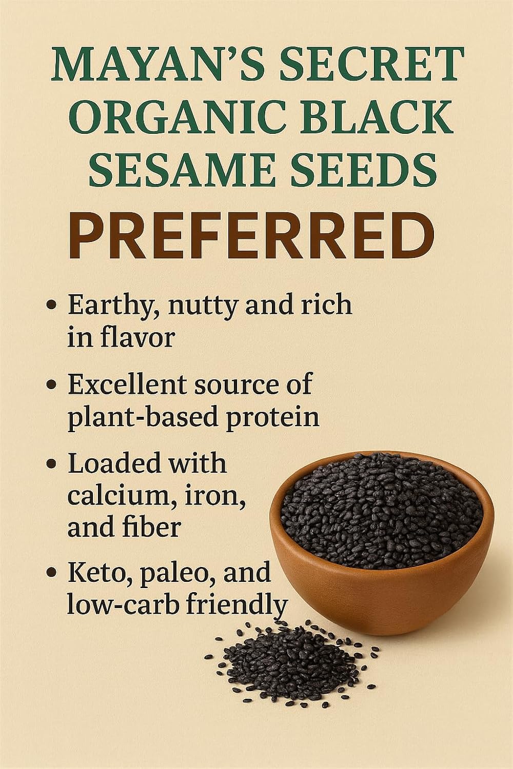 Black Sesame Seeds Raw - Unhulled Organic