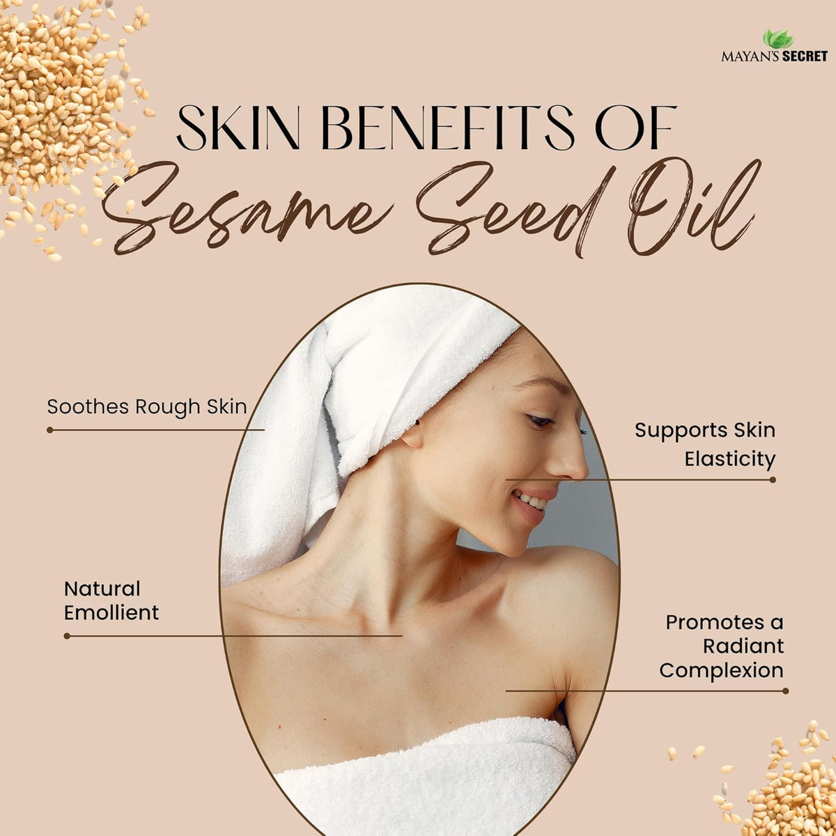 USDA Certified Virgin Organic Sesame Seed Oil Unrefined 100% Pure Natural for Skin, Body, Face, and Hair Growth Large 4oz Glass Bottle