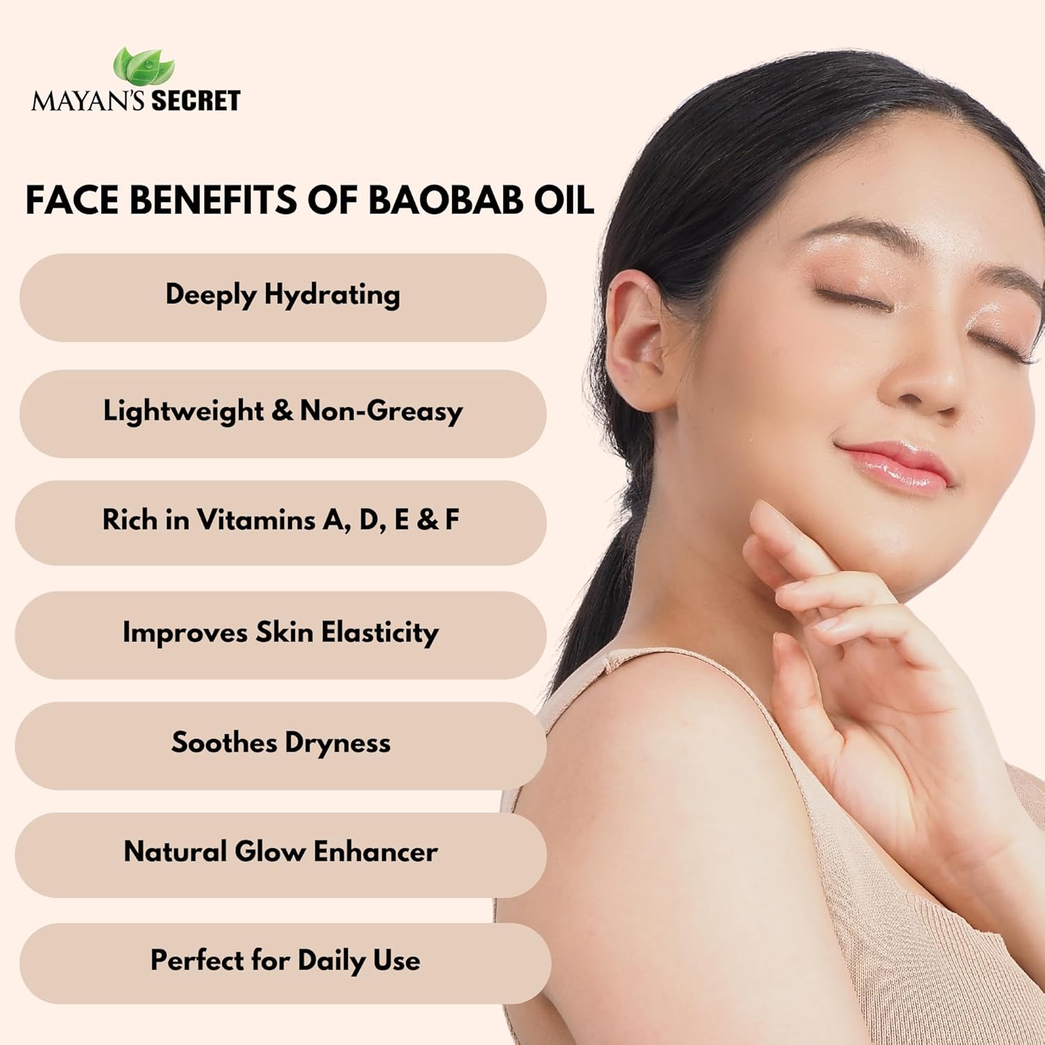 Mayan’s Secret Virgin Organic Baobab Oil Cold Pressed Unrefined for Skin Hair and Massage 4 fl oz