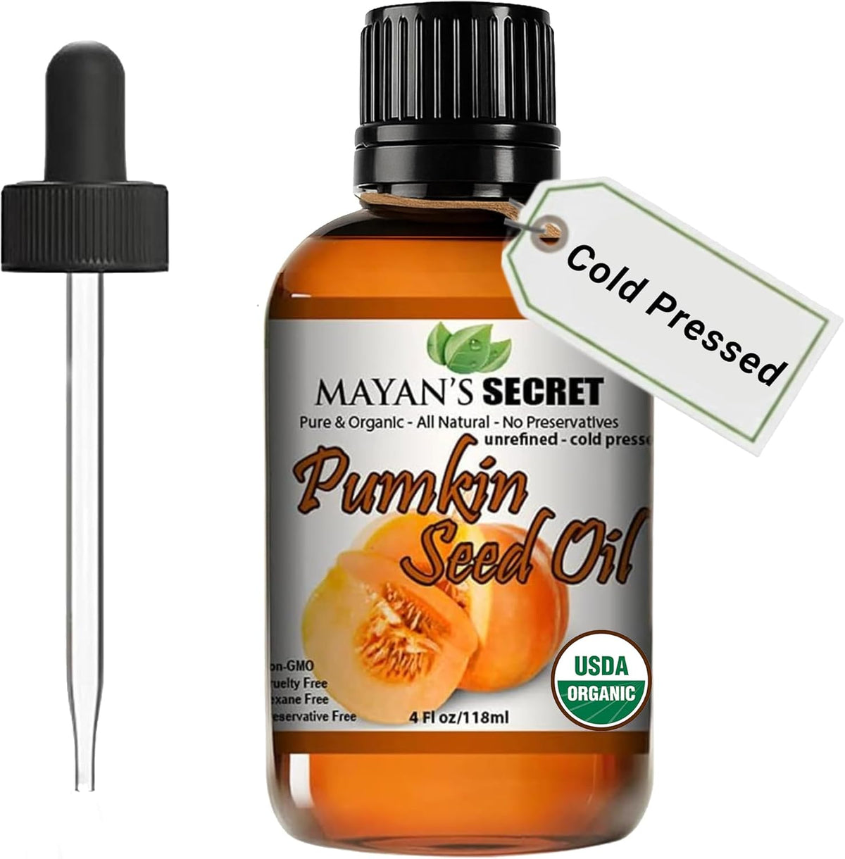Organic Pumpkin Seed Oil Cold Pressed Unrefined Face Hair Skin Moisturizing Beauty Oil 4 oz