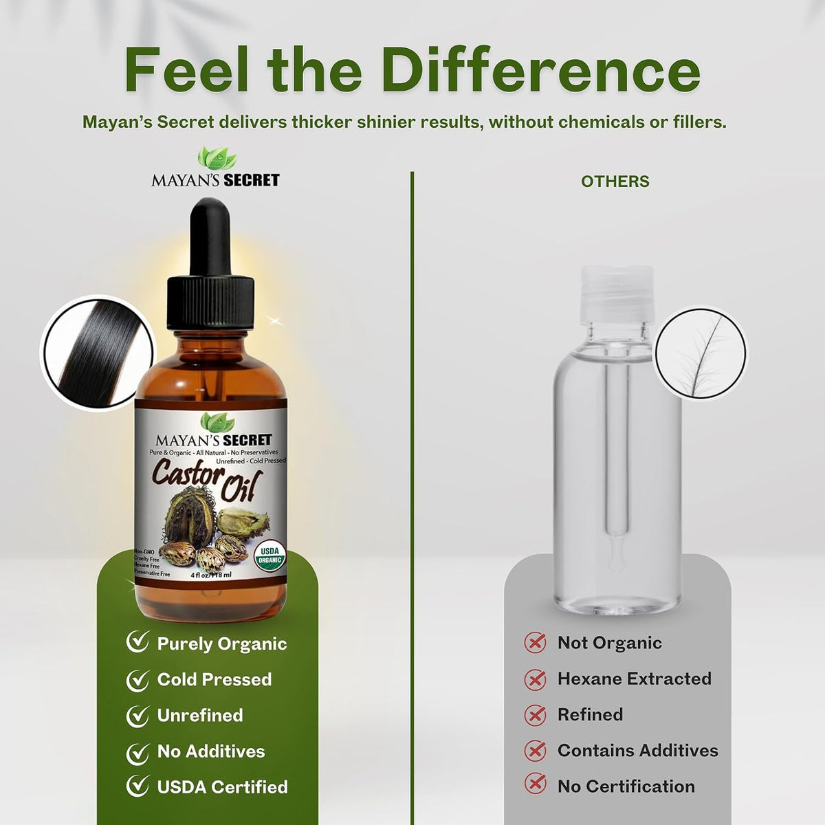 Organic Cold Pressed Castor Oil 4 oz USDA Organic Pure Hexane Free Unrefined Hair Growth Eyelashes Eyebrows Skin Moisturizer Glass Dropper Bottle