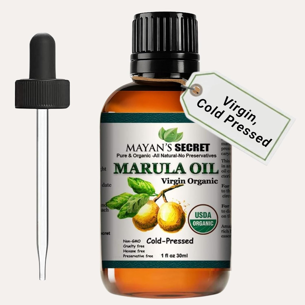 Pure Carrier and Essential Oils for Skin Care, Hair, Body Moisturizer for Face-Anti Aging Skin Care (Marula Oil Organic, 1oz)