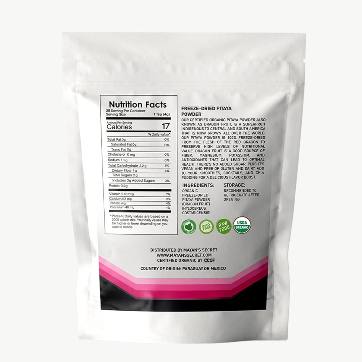 Pitaya Powder Organic Freeze Dried 3.5oz Pink Pitaya Powder Dragonfruit | Vitamin C