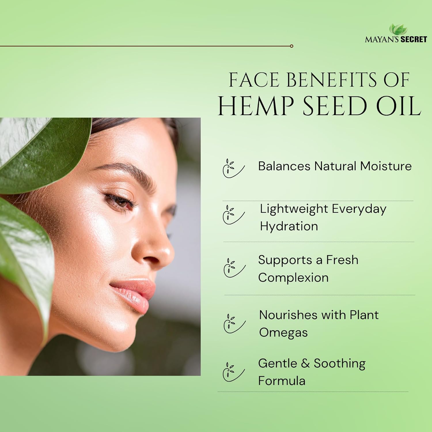 Mayan’s Secret 4fl oz Hemp Seed Oil Organic USDA Certified Glass Bottle with Drpper for Skin Care Hair Care Body Massage