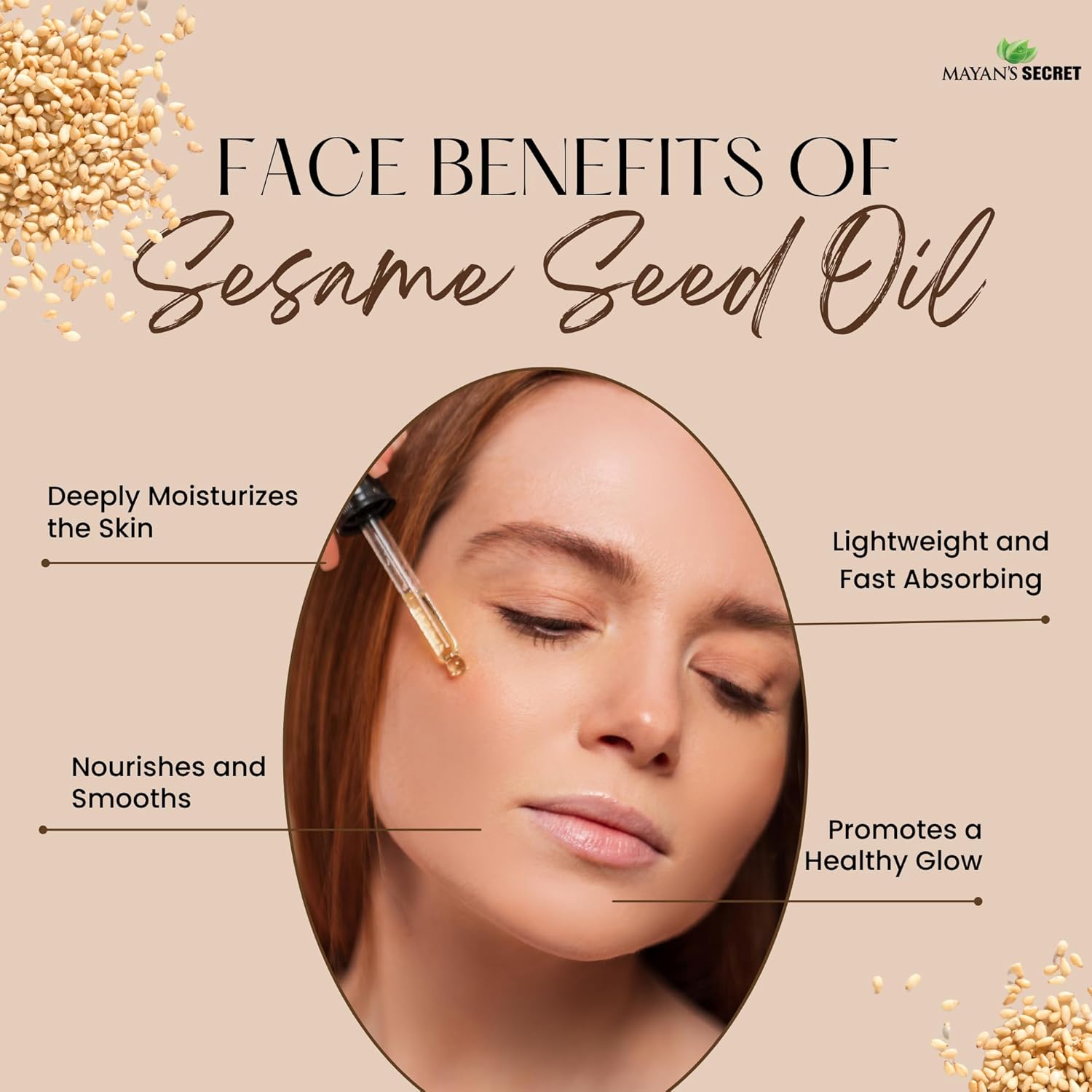 USDA Certified Virgin Organic Sesame Seed Oil Unrefined 100% Pure Natural for Skin, Body, Face, and Hair Growth Large 4oz Glass Bottle