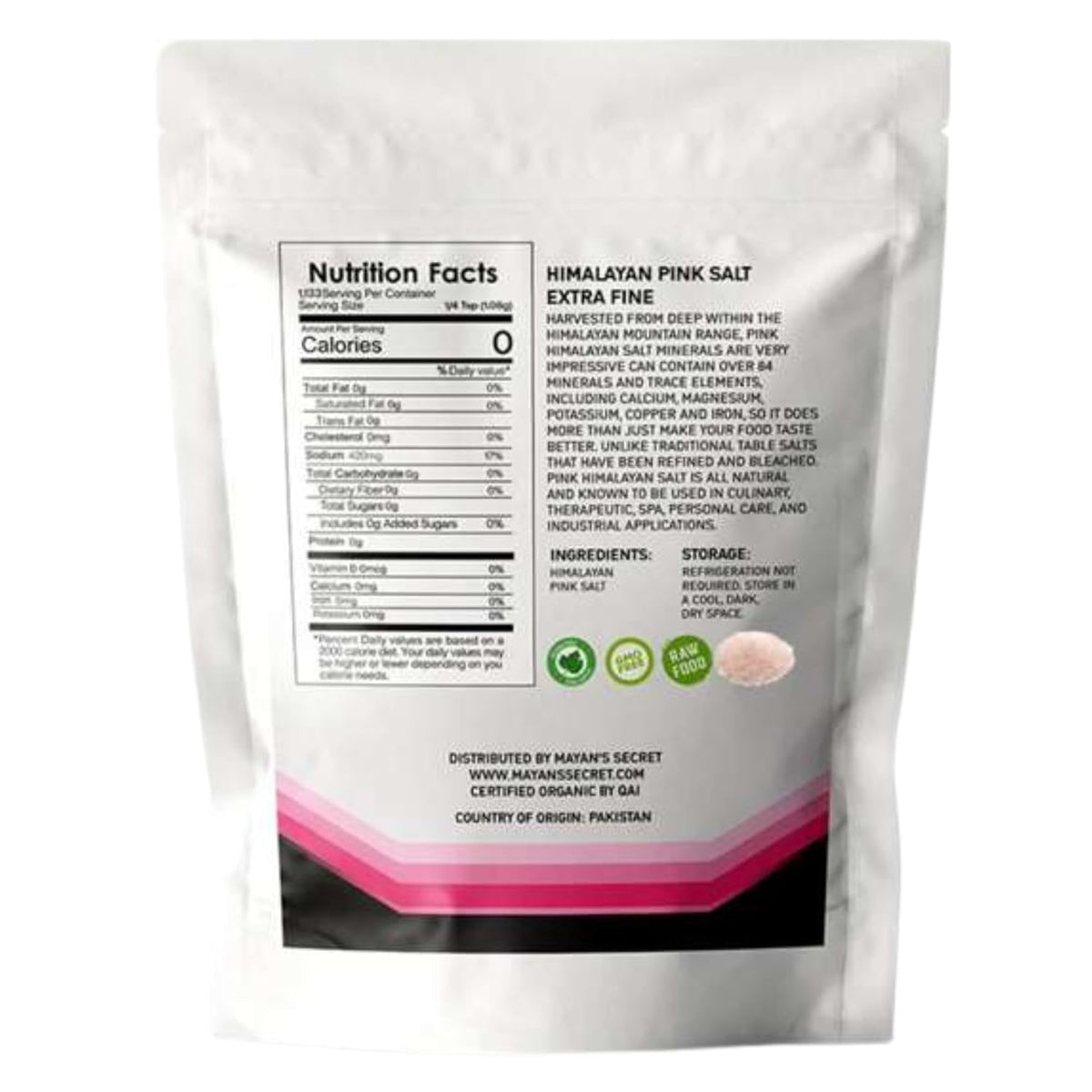 Mayan's Secret - Himalayan Pink Salt 2.5 lbs Extra Fine Grain | 100% Natural Pink Himalayan Sea Salt | Organic Pink Himalayan Salt For Grinder Refill Extra Fine Trace Minerals