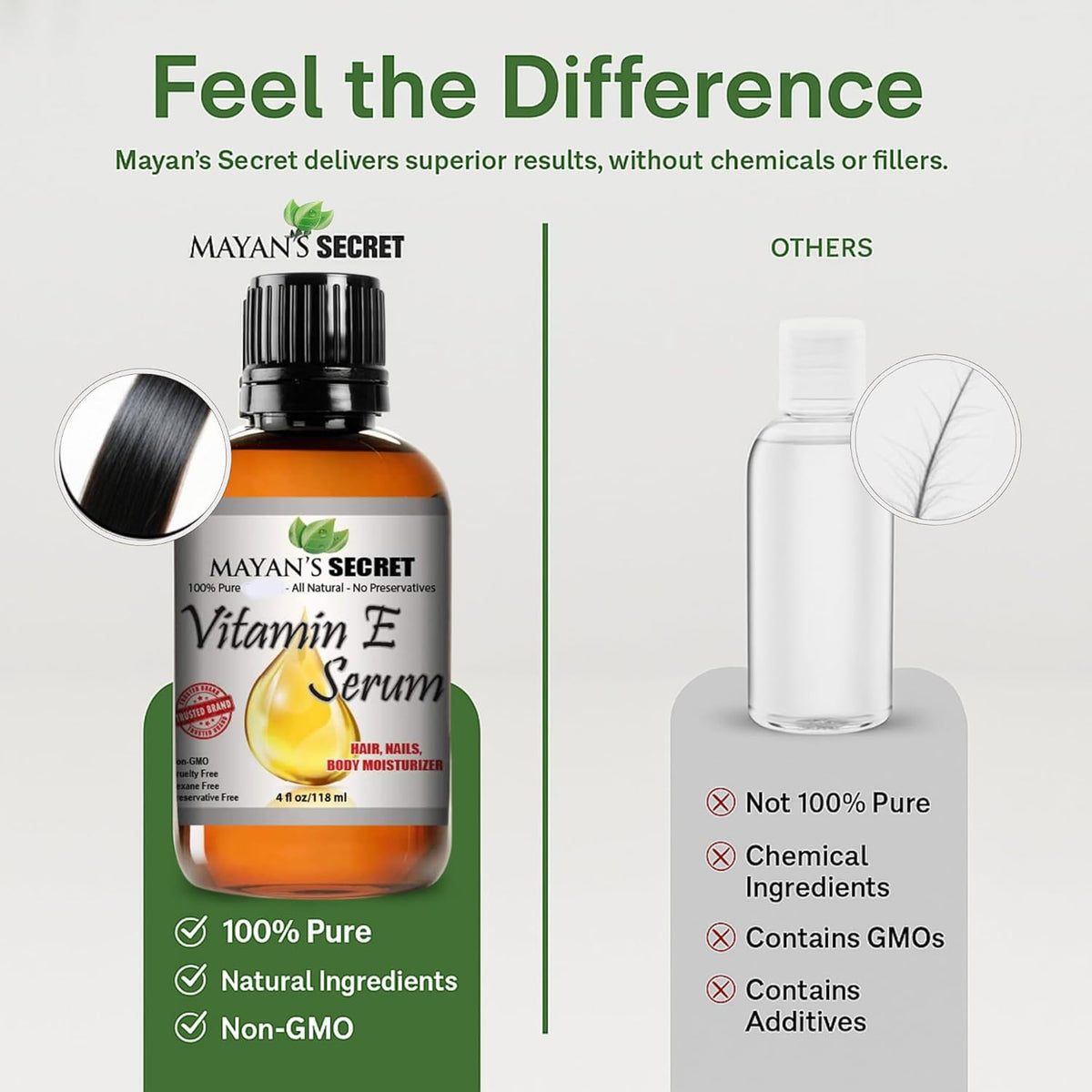 Mayan’s Secret Vitamin E Serum 4 oz 118 ml Pure Vitamin E Oil for Face Skin Hair and Nails Moisturizer Anti Aging Hydrating Serum Glass Bottle Dropper