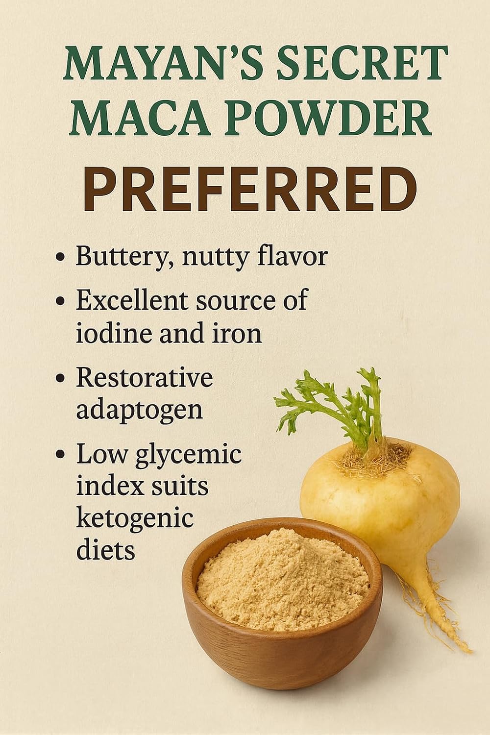 Mayan's Secret - Maca Root Powder 16oz Organic USDA Certified Parve Non-GMO Vegan Superfoods for Breakfast, Smoothies, Baking &amp; Ice Cream