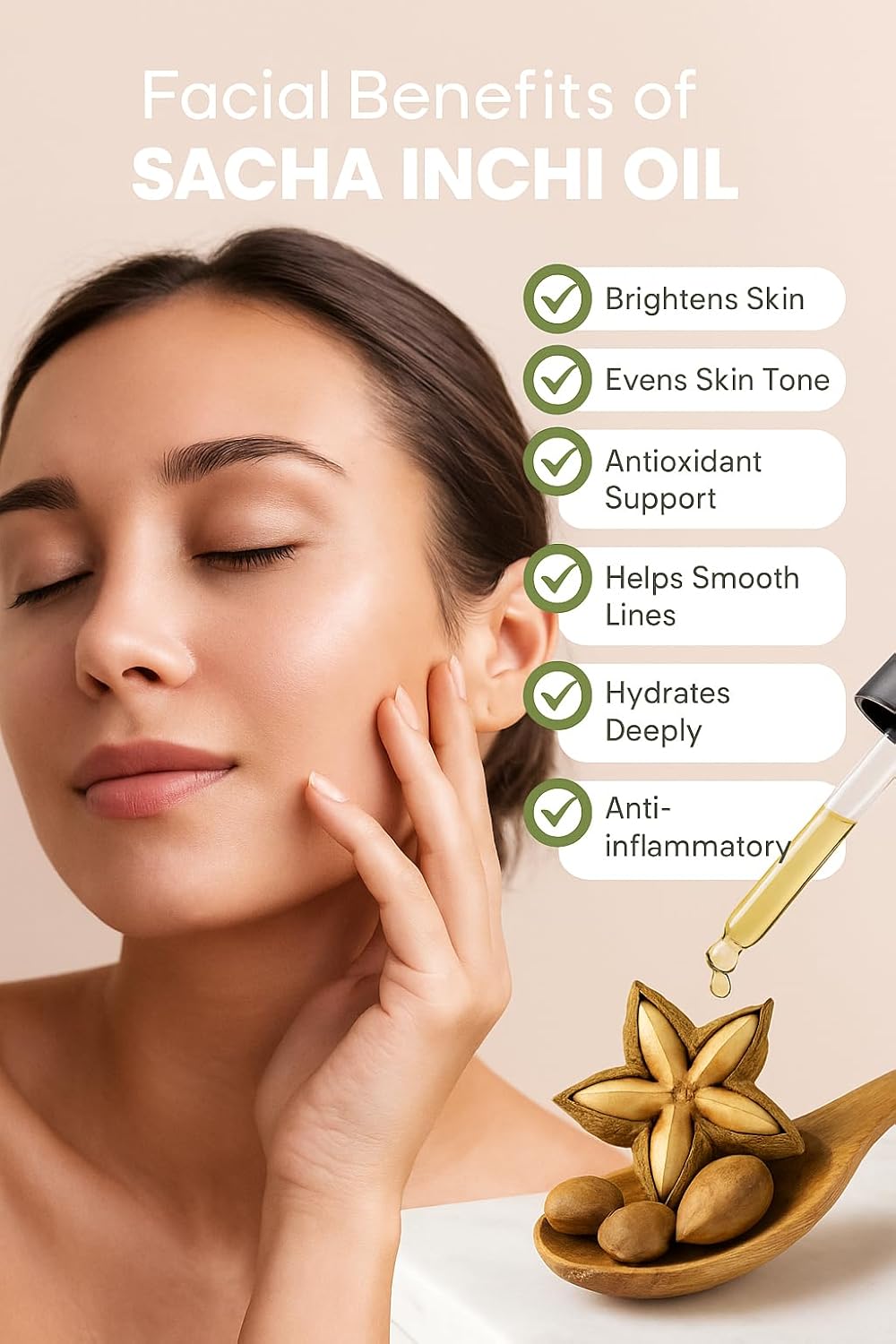 Mayan’s Secret Organic Sacha Inchi Oil Cold Pressed Pure Omega 3 6 9 Skin Hair Face Moisturizer 4 oz Glass Bottle