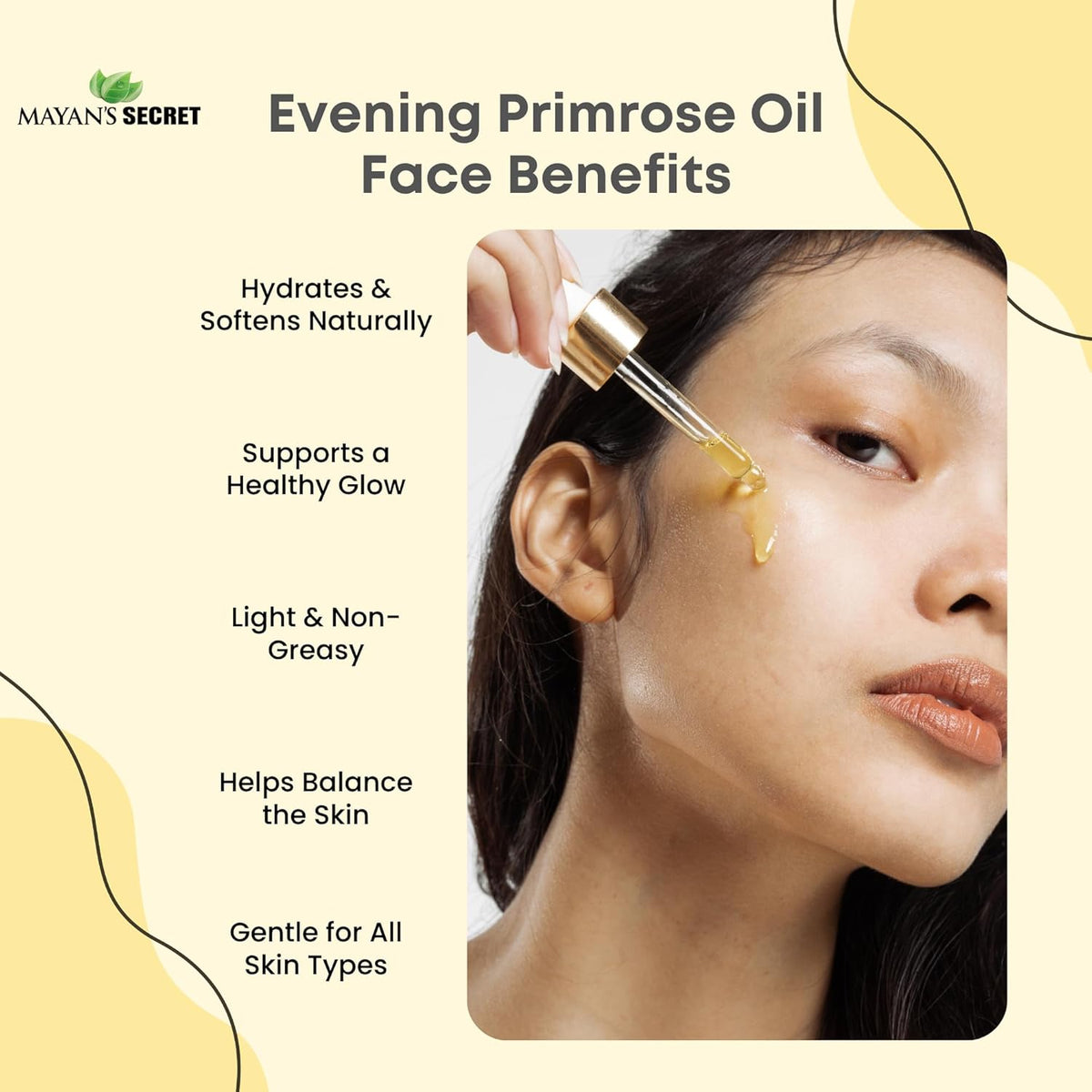 Mayan’s Secret Organic Evening Primrose Oil Cold Pressed USDA Organic Face Skin Hair Moisturizer Pure Natural Beauty Oil 4 oz