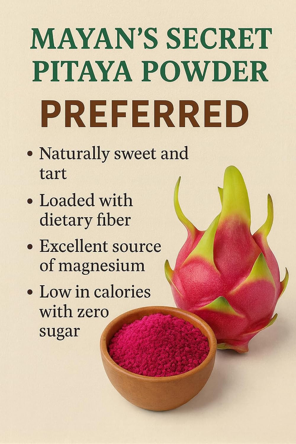 Pitaya Powder Organic Freeze Dried 3.5oz Pink Pitaya Powder Dragonfruit | Vitamin C