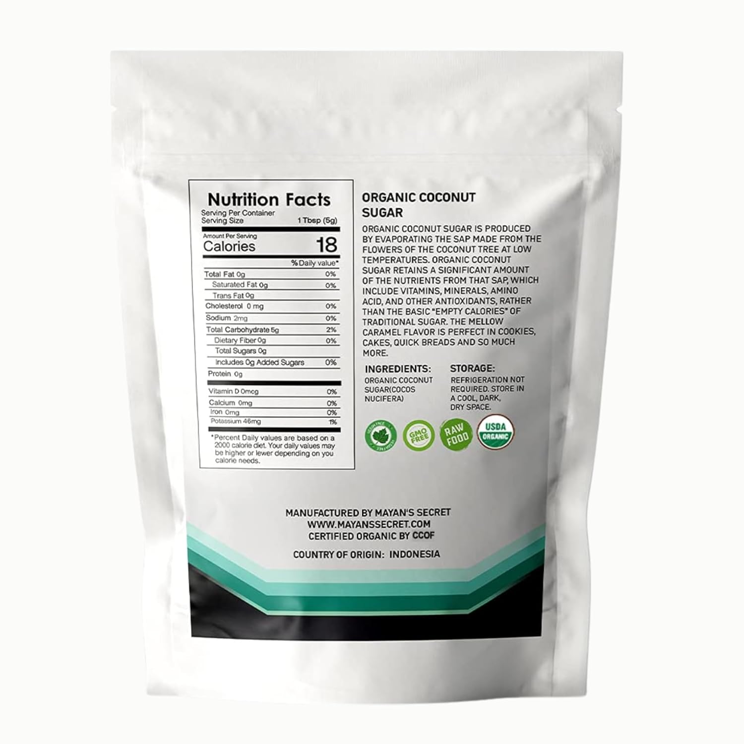 Mayan's Secret 2 lbs USDA Certified Brown Coconut Sugar Organic for Baking - Low Glycemic | Unrefined | Trace Minerals