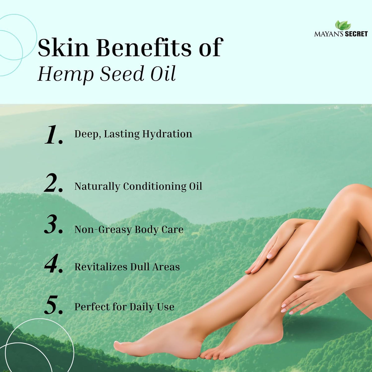 Mayan’s Secret 4fl oz Hemp Seed Oil Organic USDA Certified Glass Bottle with Drpper for Skin Care Hair Care Body Massage