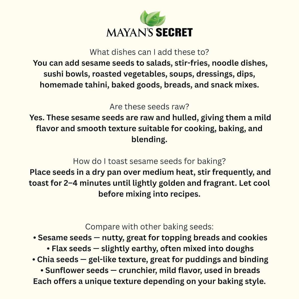 Mayan's Secret Certified Organic hulled Sesame Seeds, 2 Lbs - Gluten Free, Raw, Keto Friendly