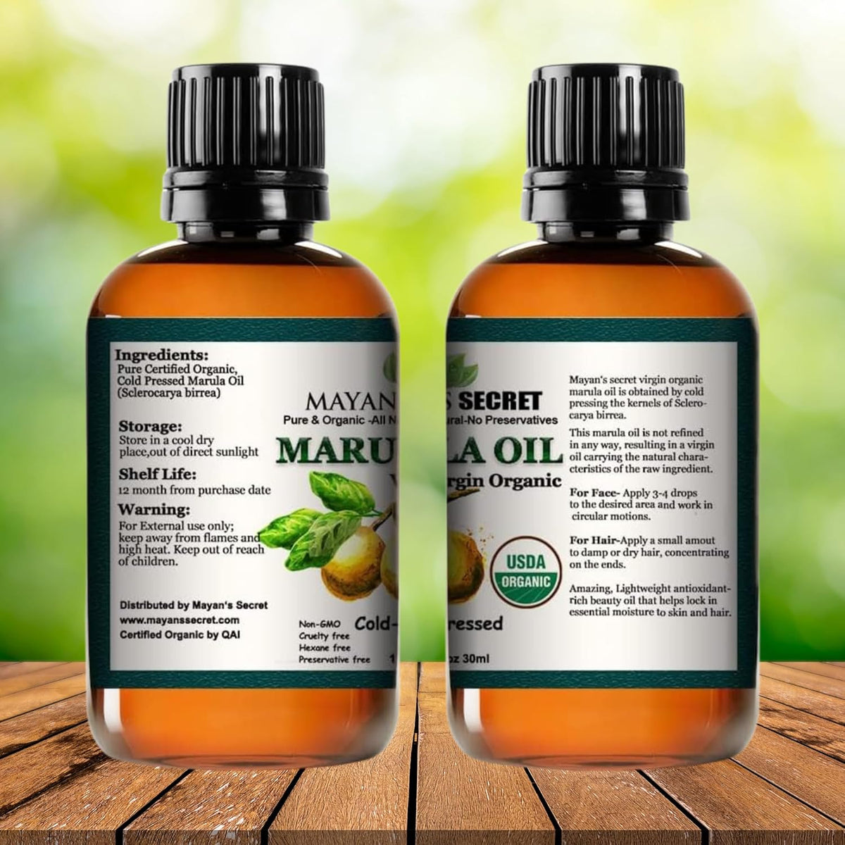 Pure Carrier and Essential Oils for Skin Care, Hair, Body Moisturizer for Face-Anti Aging Skin Care (Marula Oil Organic, 1oz)