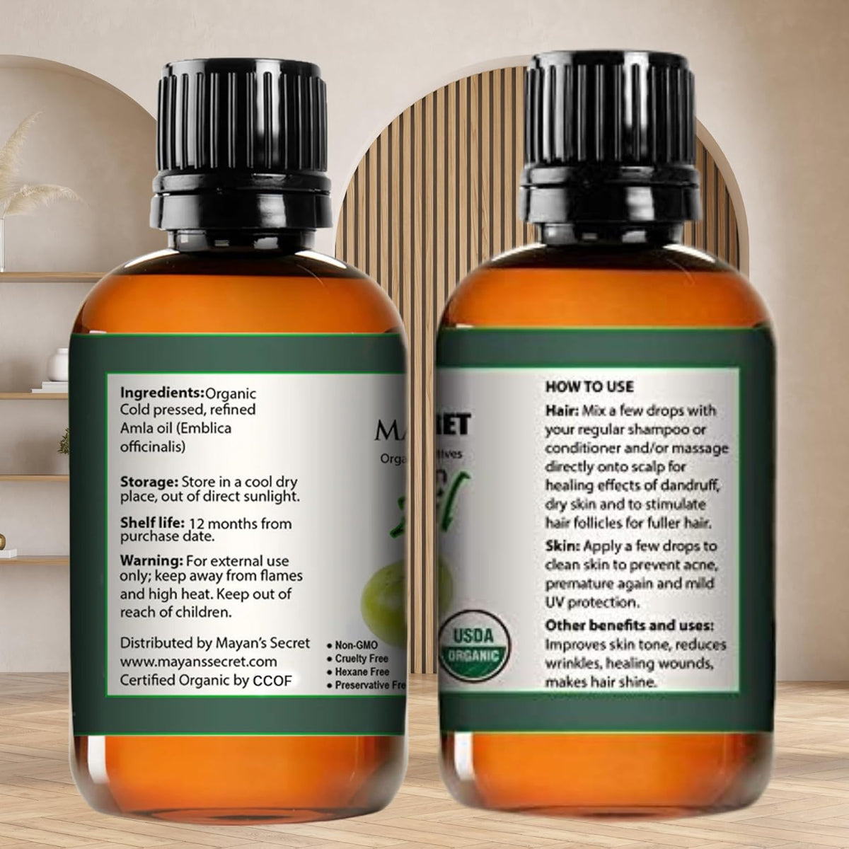 Pure Carrier and Essential Oils for Skin Care, Hair, Body Moisturizer for Face-Anti Aging Skin Care (Amla Oil Organic, 4oz)