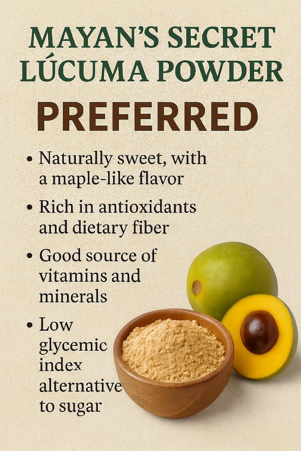 Mayan's Secret Certified Organic Lucuma Powder, 16 oz/Pack | High in nutrients