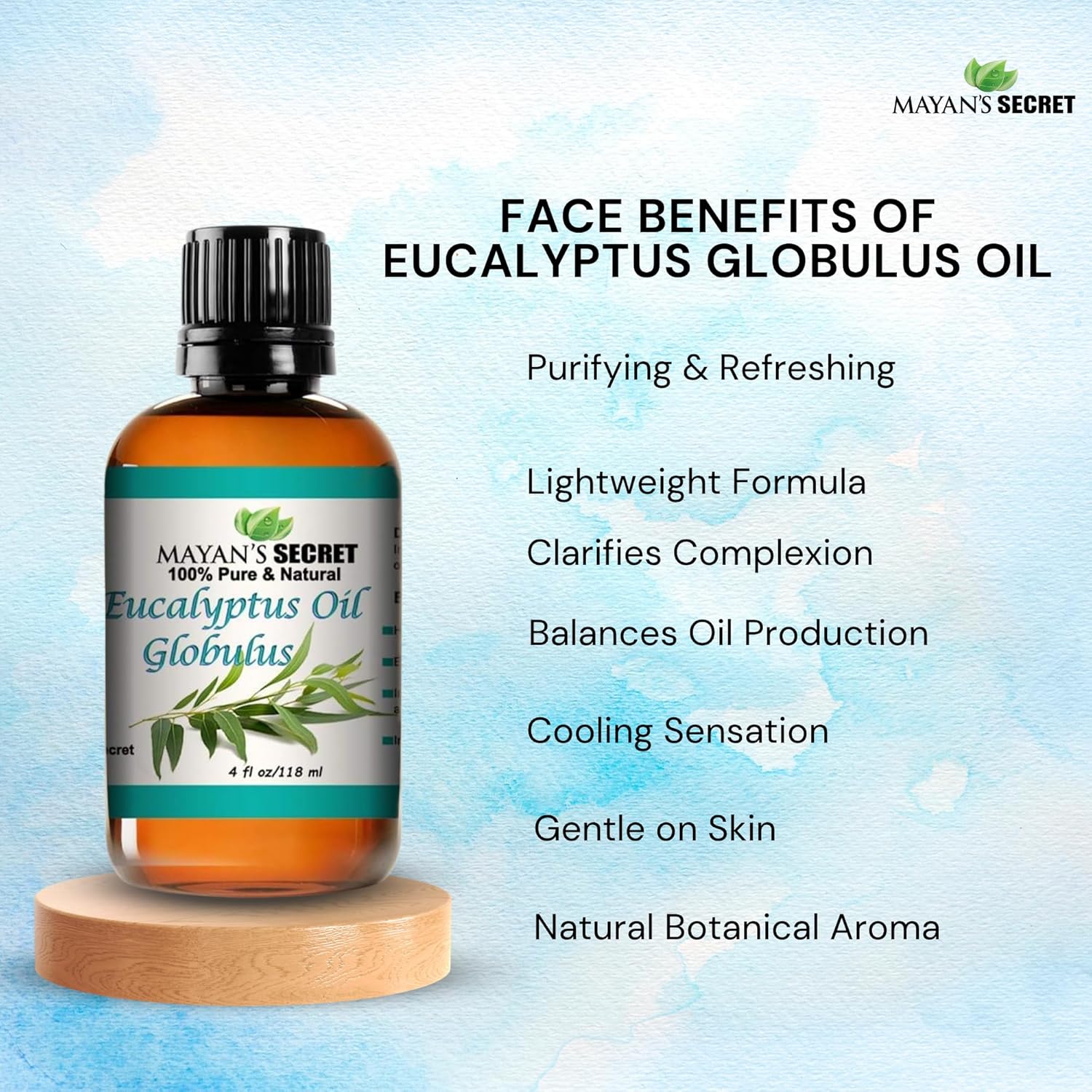 Eucalyptus Globulus Essential Oil, for Clear Breathing, Mucus Relief, Nausea Relief, Stress Relief